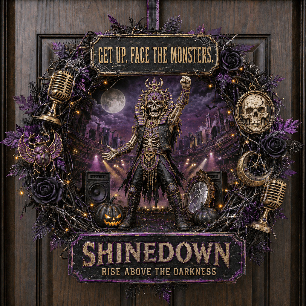 Shinedown Halloween Door Sign Get Up Face The Monsters Wreath Shinedown Merch Music Fan Gifts