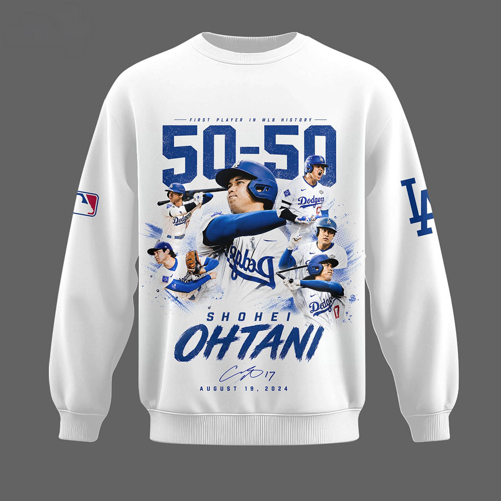 Shohei Ohtani 50-50 Los Angeles Dodgers Baseball Sweatshirt LA Dodgers Merch Friends Gifts