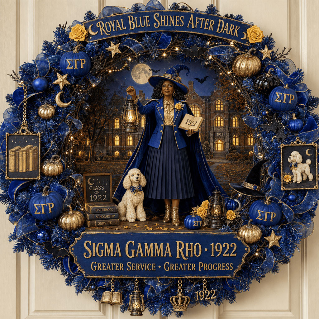 Sigma Gamma Rho Halloween Door Sign Greater Service Greater Progress Wreath House Decorative