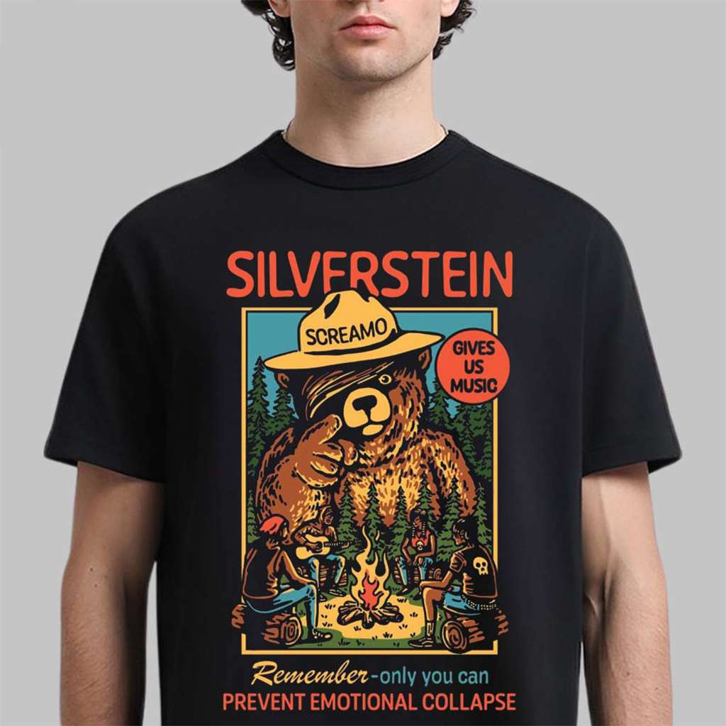Silverstein Camp Screamo 2026 Tour Teddy Bear T-Shirt Silverstein Merch Gifts For Music Fans