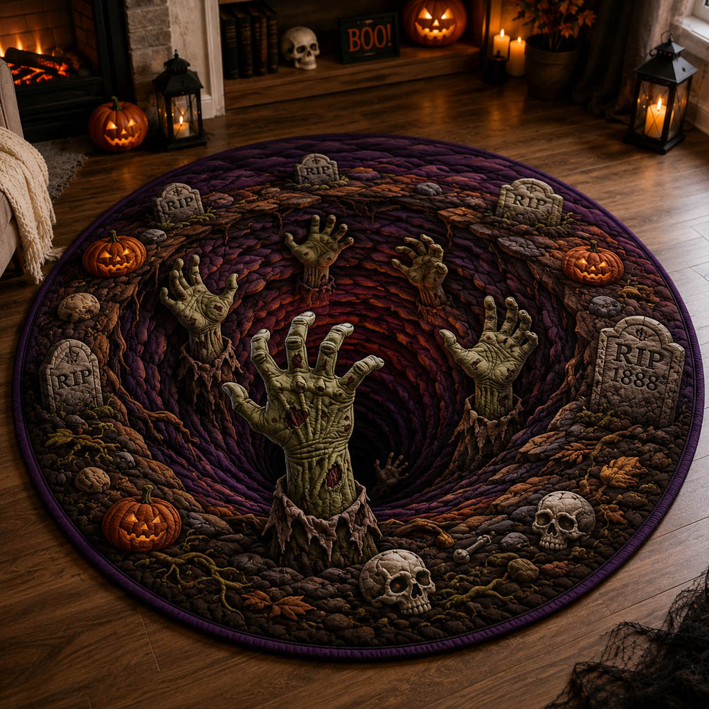Sinister Chasm Rising Quilted Round Mat Round Carpet Rugs For Sale Awesome Halloween Gifts