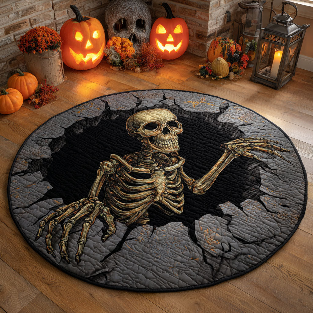 Skeletal Clutch Quilted Round Mat Home And Decor Halloween Presents
