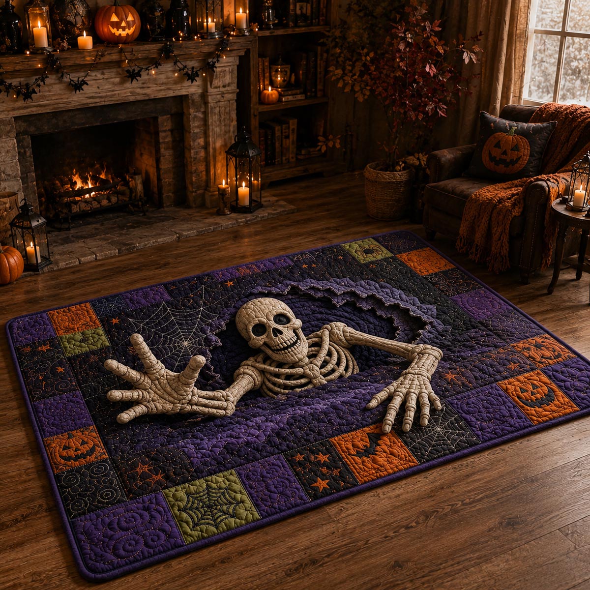 Skeleton Breakout Area Rug Ghost Home Decor Halloween Gifts For Teens