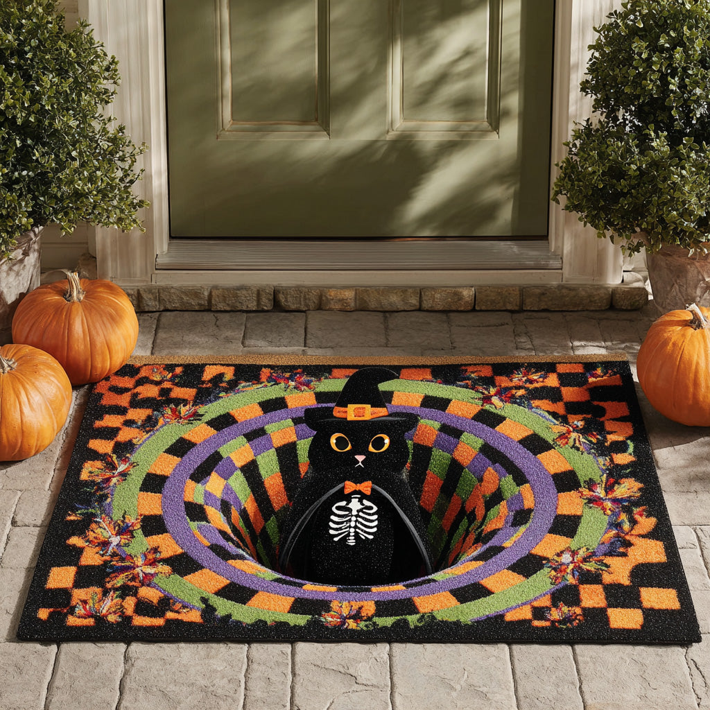 Skeleton Eyes Doormat Creepy Halloween Doormat Home Decor Gift For Cat Lovers