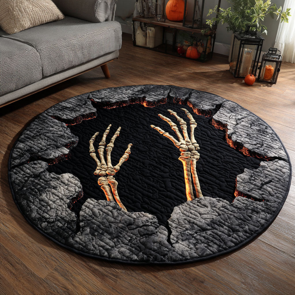 Skeleton Hands Quilted Round Mat Spooky Halloween Living Room Great Housewarming Gifts Skeleton Hands Quilted Round Mat Spooky Halloween Living Room Great Housewarming Gifts