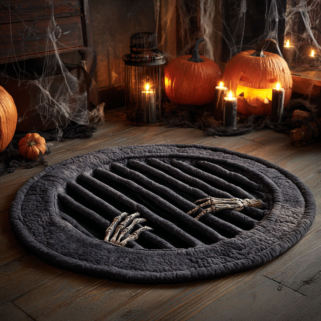 Skeleton Trapdoor Quilted Round Mat Round Shape Rug Halloween Presents Skeleton Trapdoor Quilted Round Mat Round Shape Rug Halloween Presents