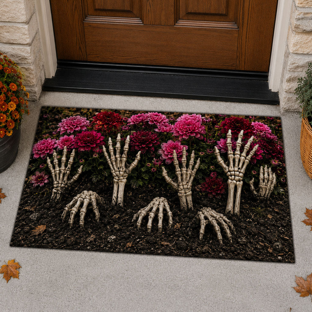 Skull Awakening Doormat Floral Halloween Doormat Outdoor Halloween Goodie Ideas