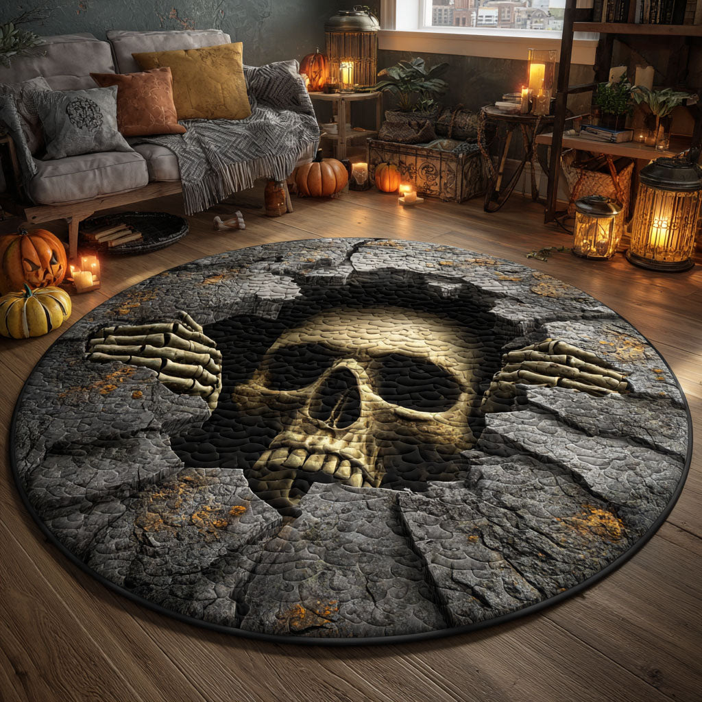 Skull Gate Quilted Round Mat Living Room Halloween Decor Ideas Cool Housewarming Gifts