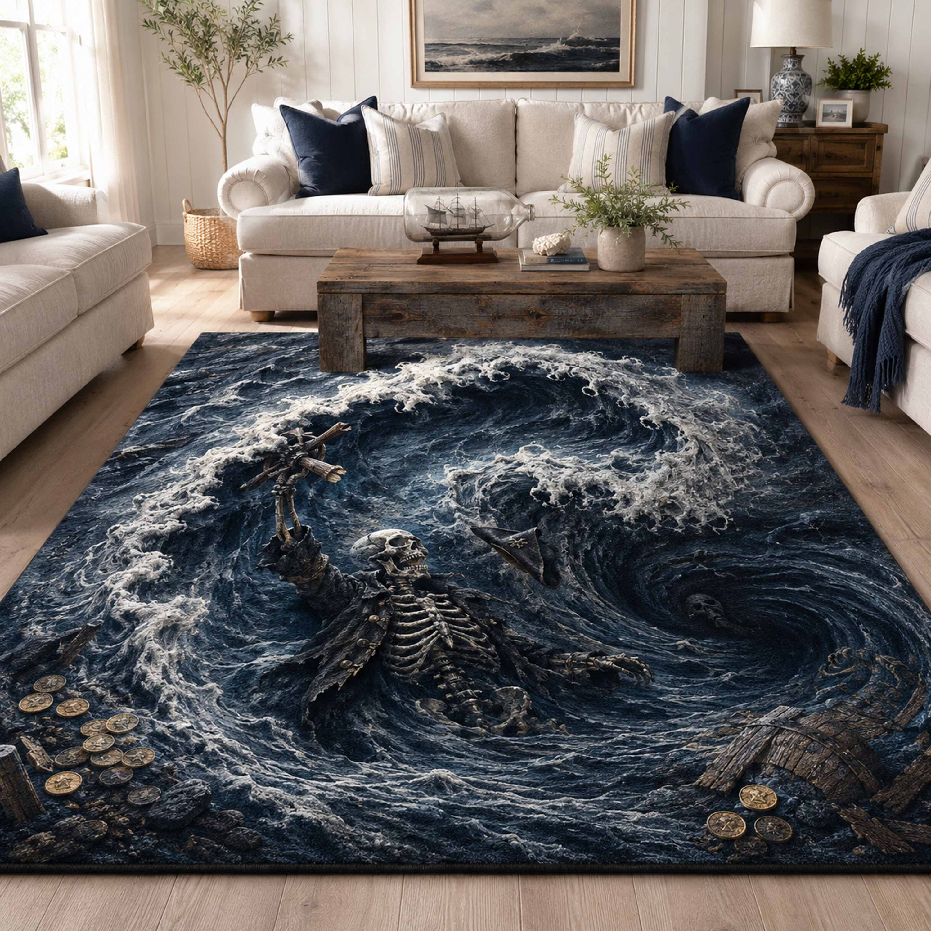 Skull Voyage Area Rug Tall Skeleton Decoration Gift Ideas Halloween