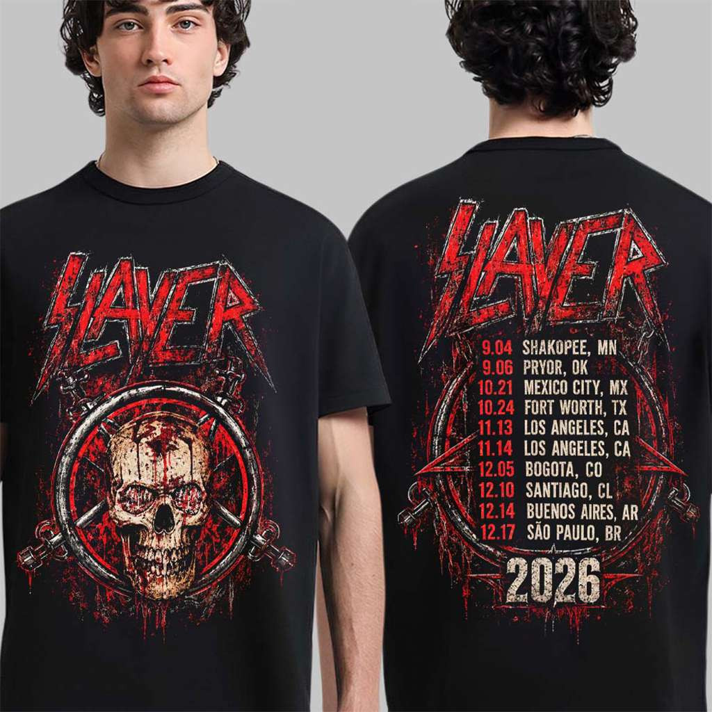 Slayer Reign in Blood 40th Anniversary Tour 2026 Bloody Skull T-Shirt Slayer Merch Fan Gift Slayer Reign in Blood 40th Anniversary Tour 2026 Bloody Skull T-Shirt Slayer Merch Fan Gift