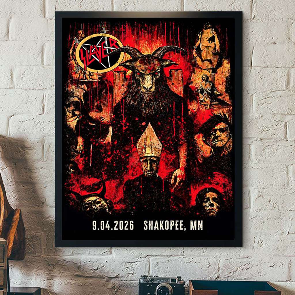 Slayer Shakopee MN 2026 Reign In Blood 40 Anniversary Tour Poster Slayer Merch Home Decor Slayer Shakopee MN 2026 Reign In Blood 40 Anniversary Tour Poster Slayer Merch Home Decor