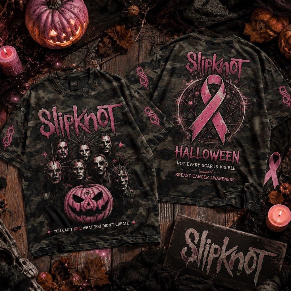 Slipknot X Halloween Scars Behind The Mask T-Shirt Breast Cancer Awareness Shirt Slipknot Merch