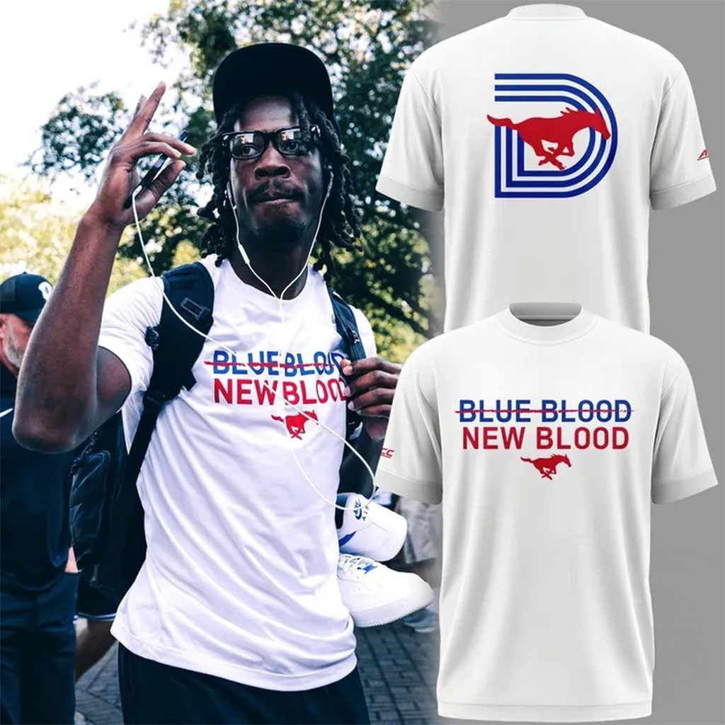 SMU Mustangs Blue Blood New Blood Graphic T-Shirt SMU Mustangs Merch Gifts For Football Fan
