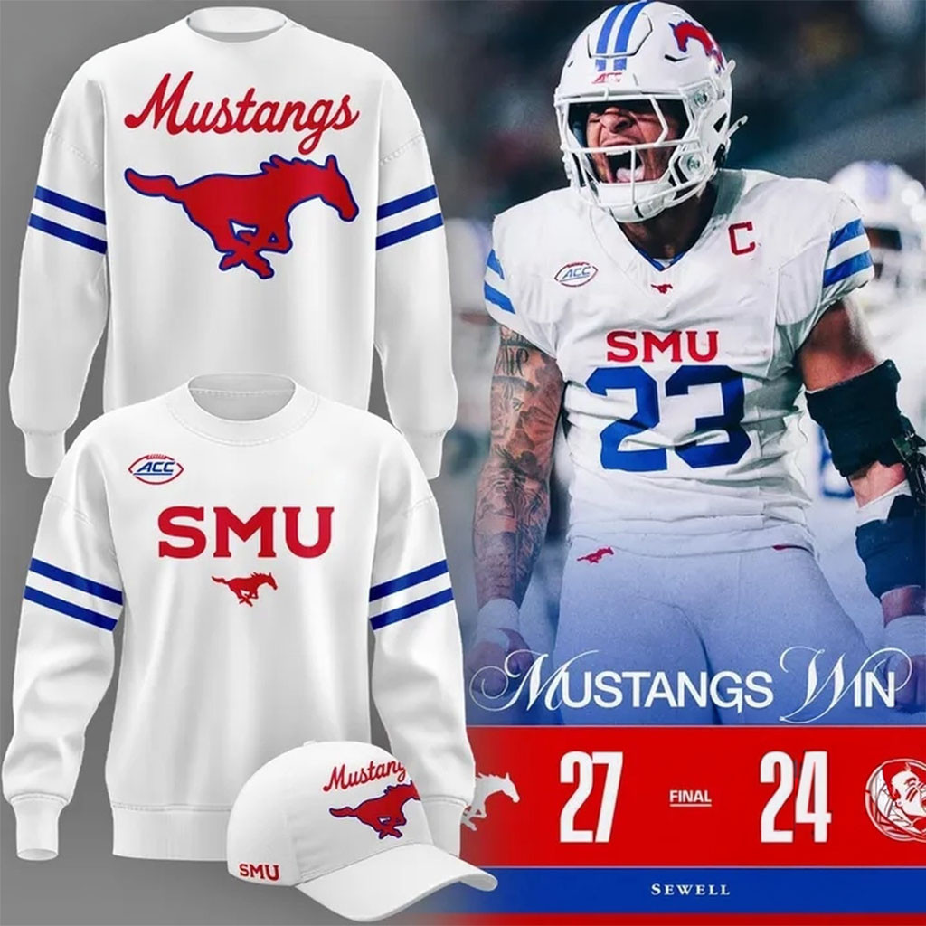 SMU Mustangs Football 2026 Score Winer 27 24 Sweatshirt SMU Mustangs Merch Football Fan Gift