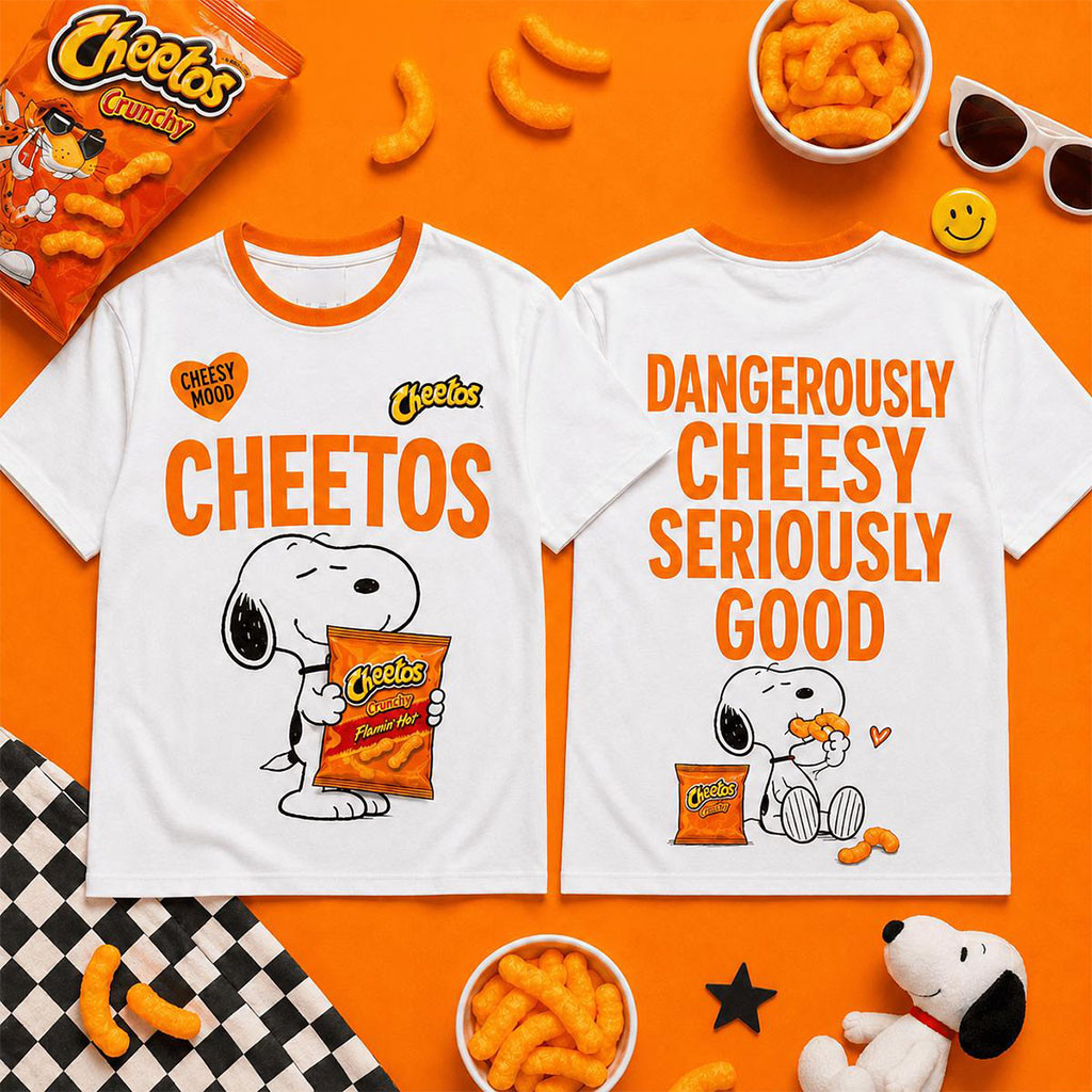 Snoopy Cheetos Dangerously Cheesy Graphic T-Shirt Cute Snoopy Shirt Gifts For BFF