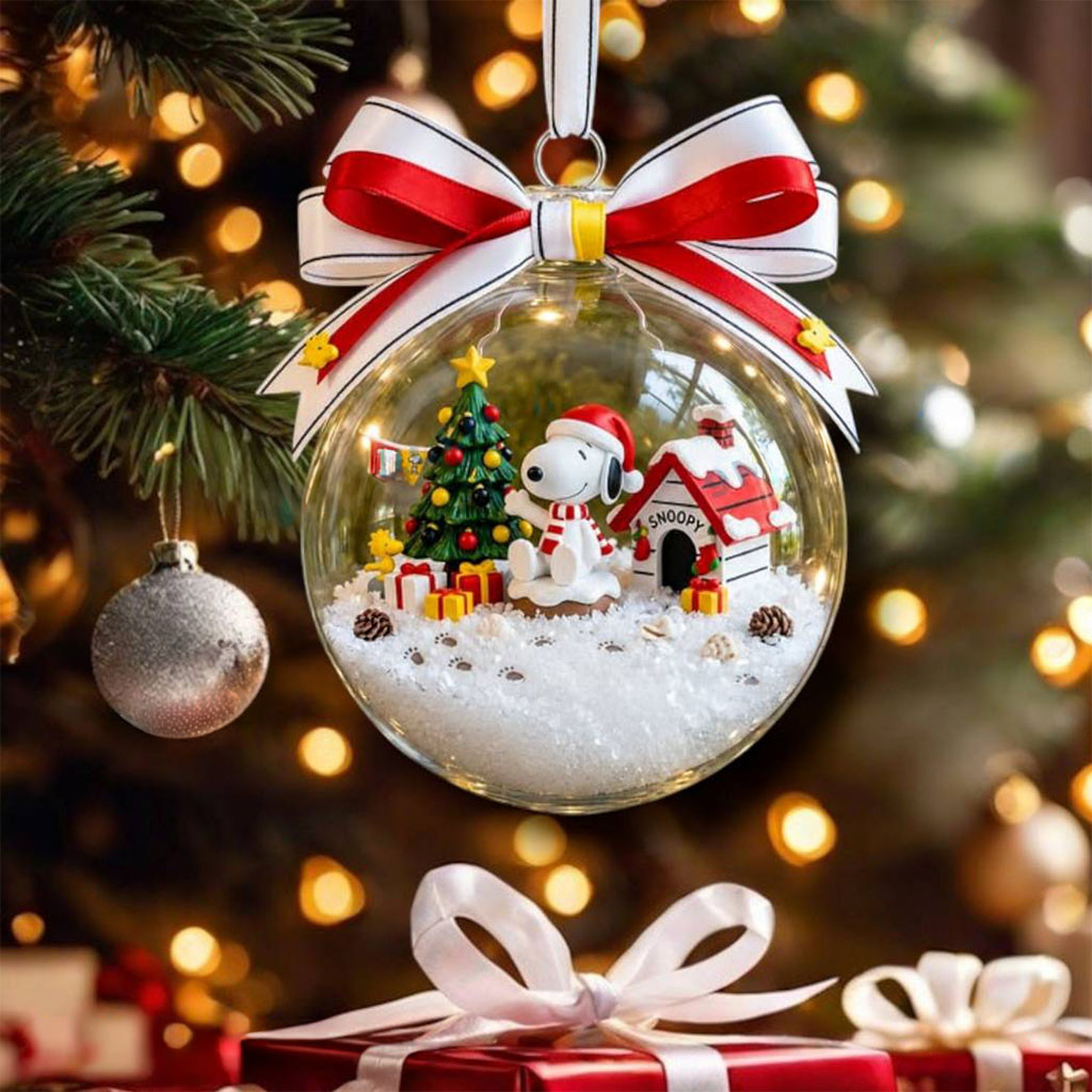 Snoopy Christmas Snow Scene Ball Ornament Snoopy Merch Xmas Ornaments Home Decor 2026