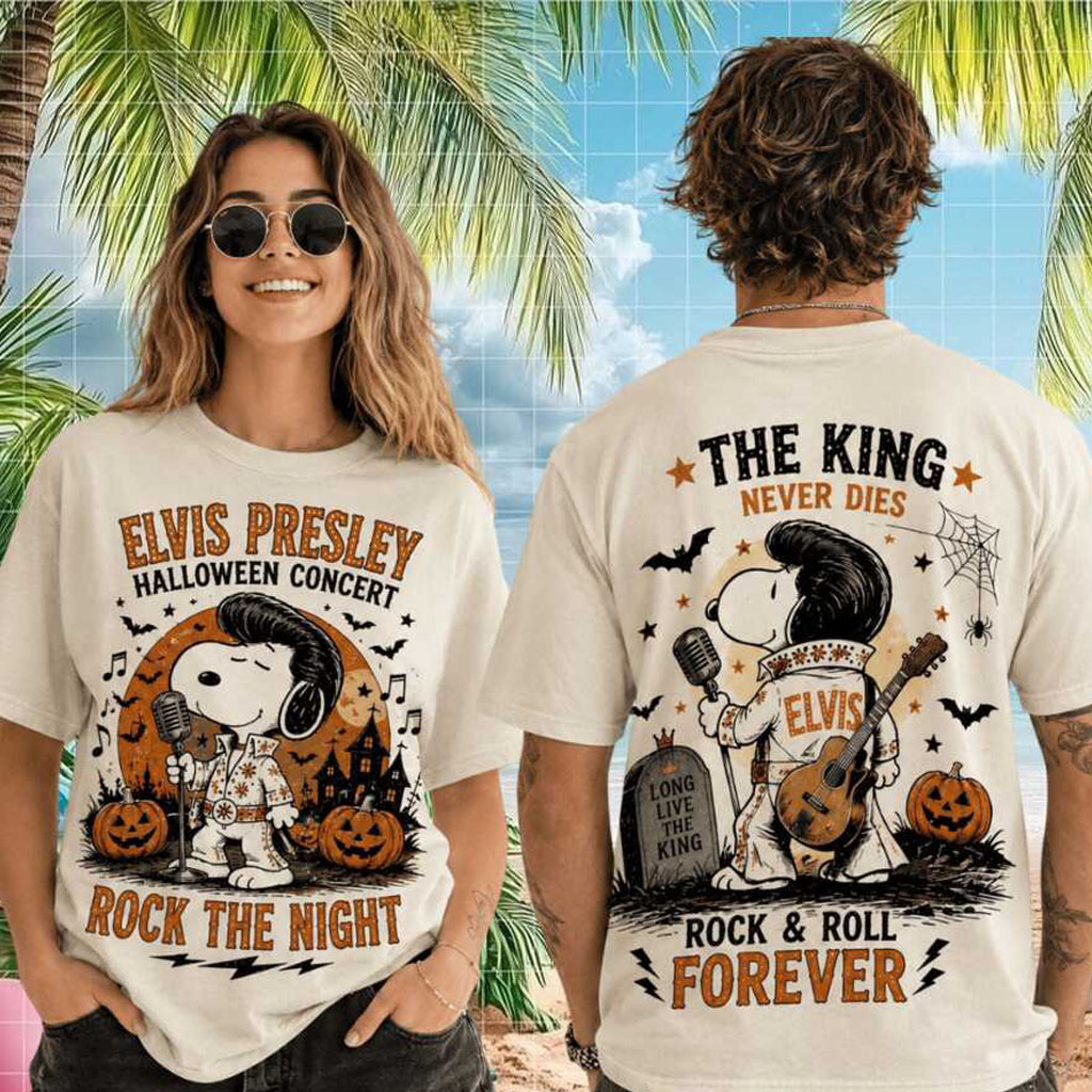 Snoopy Elvis Presley Halloween Concert Rock The Night Shirt Elvis Presley Merch Fan Gifts