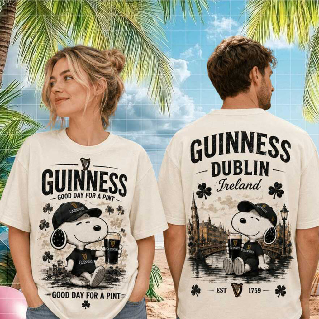 Snoopy Guinness Dublin Ireland Vintage Good Day For A Pint Shirt Cool Snoopy T-Shirt BFF Gifts