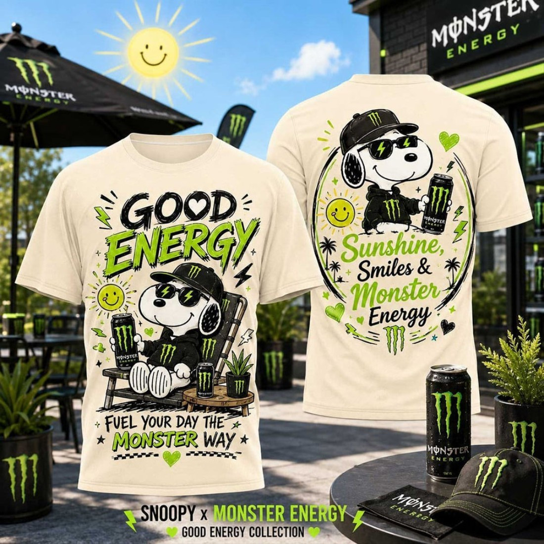 Snoopy Monster Energy Neon Green Graphics T-Shirt Birthday Present For Husband Snoopy Monster Energy Neon Green Graphics T-Shirt Birthday Present For Husband