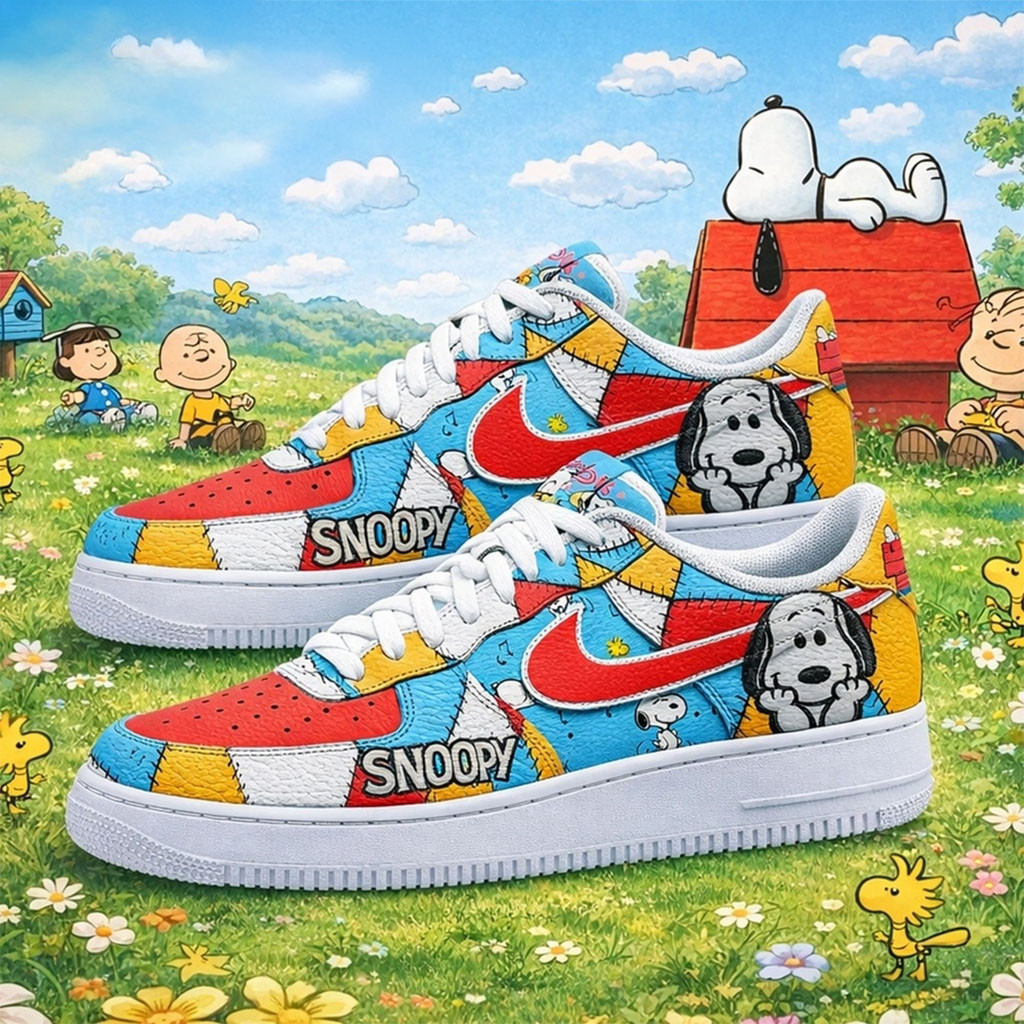 Snoopy Peanuts Patchwork Shoes Cute Cartoon Graphic Sneakers Snoopy Fan Gifts