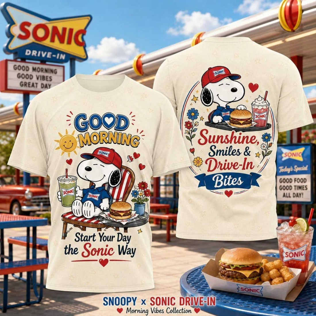 Snoopy Sonic Drive-In Red Cap Retro Diner Shirt Best Birthday Gift For Husband