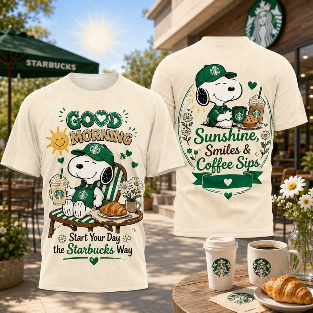 Snoopy Starbucks Green Cap Coffee Tray Shirt Coffee Lover Clothing Gift For Besties Snoopy Starbucks Green Cap Coffee Tray Shirt Coffee Lover Clothing Gift For Besties