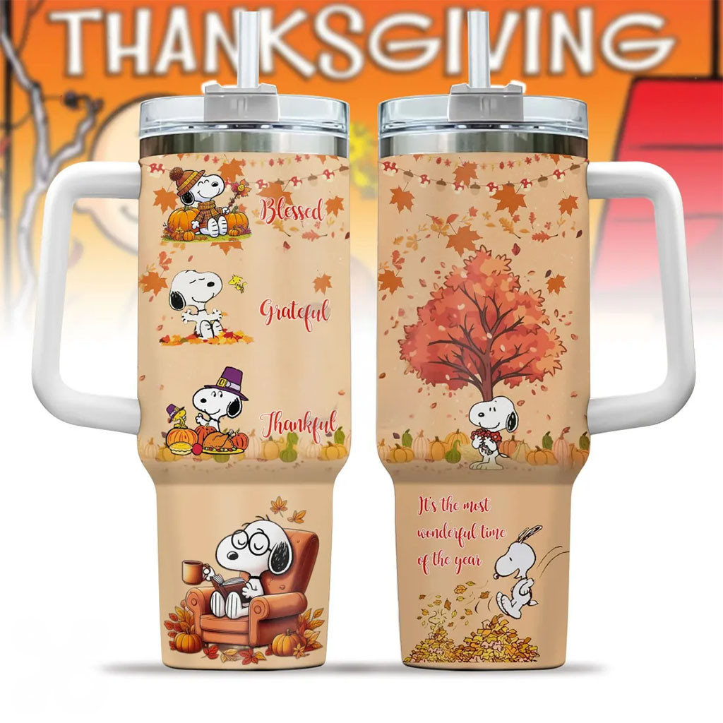 Snoopy Thanksgiving Fall Leaves Tumbler Blessed Grateful Thankful Travel Cup Autumn Gifts Snoopy Thanksgiving Fall Leaves Tumbler Blessed Grateful Thankful Travel Cup Autumn Gifts