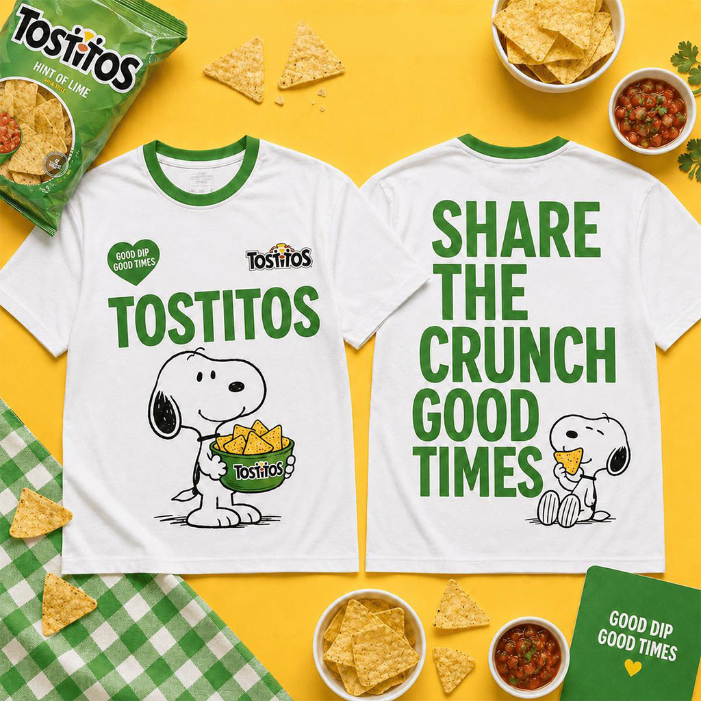 Snoopy Tostitos Share The Crunch Graphic T-Shirt Cute Snoopy Apparel Gifts For Him