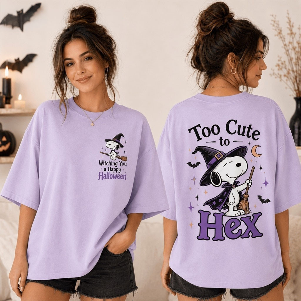 Snoopy Witch Too Cute To Hex T-Shirt Adorable Halloween Shirt Gift For Sisters