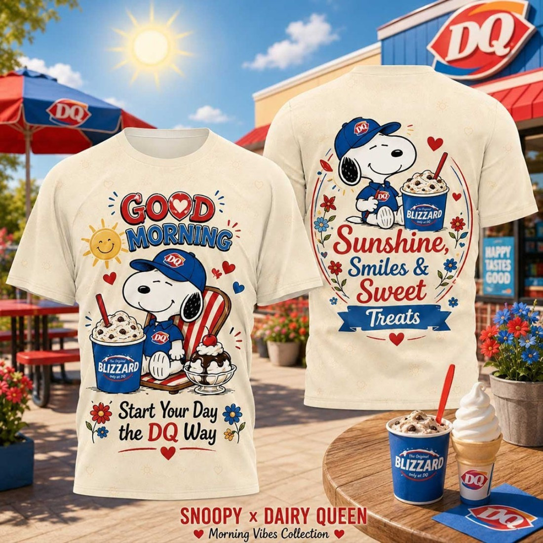 Snoopy x Dairy Queen Blizzard Cup Retro Cartoon T-Shirt Birthday Gift Ideas For Friends Snoopy x Dairy Queen Blizzard Cup Retro Cartoon T-Shirt Birthday Gift Ideas For Friends