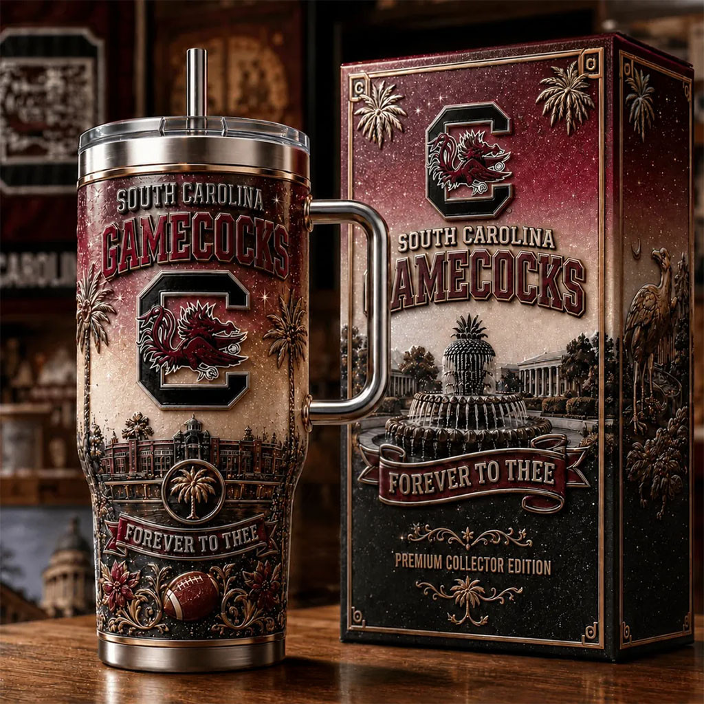 South Carolina Gamecocks Forever To Three 40oz Tumbler SC Gamecocks Merch Gift For Football Fan
