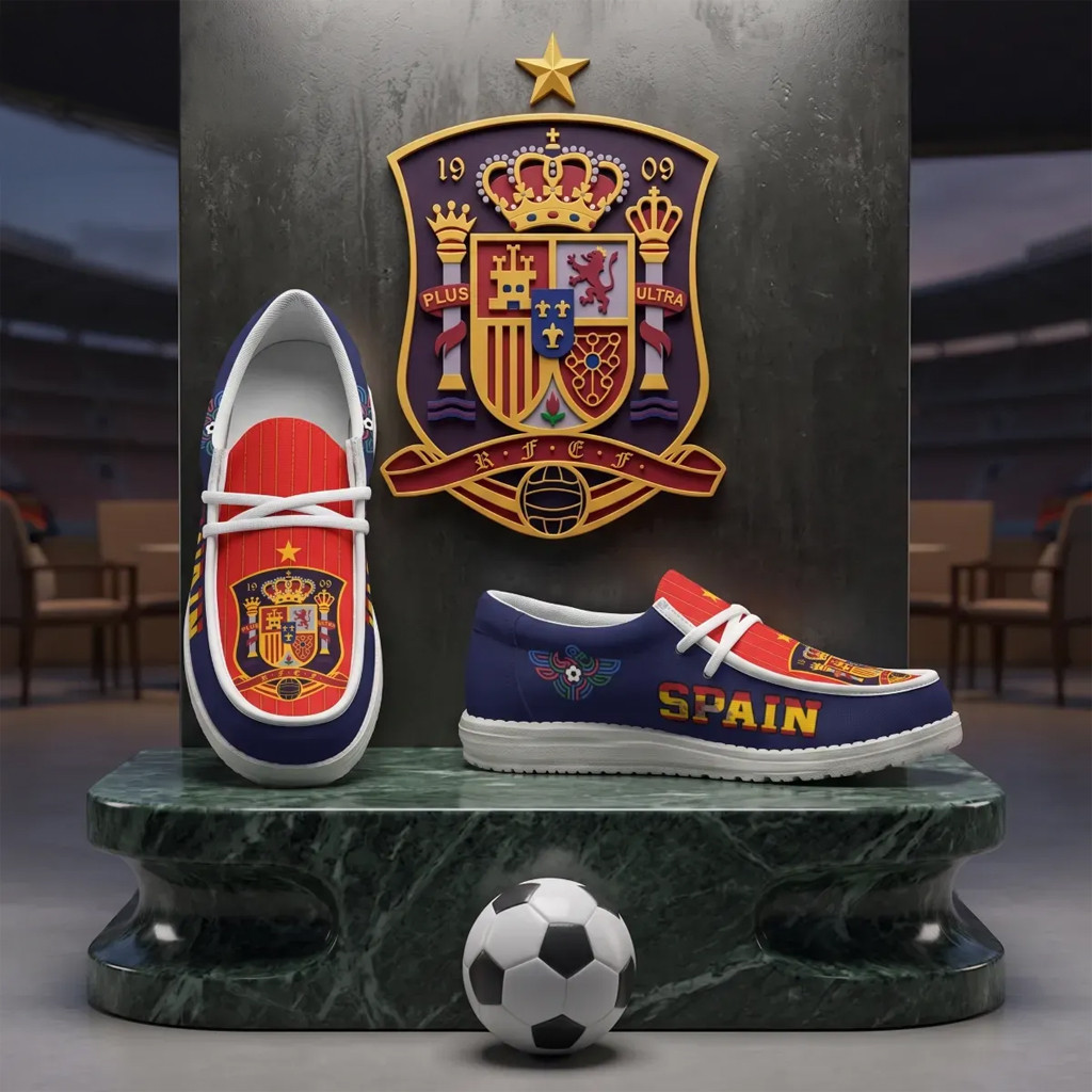 Spain National Soccer World Cup 2026 Team RFEF Logo Hey Dude Shoes Fan Merch Gift For Fathers