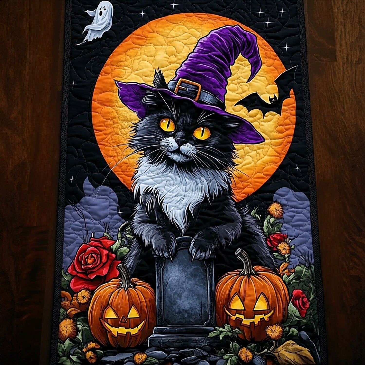 Spellbound Shadows Quilted Table Runner Spooky Table Decor Halloween Gifts For Family