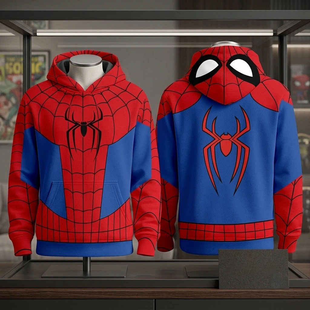 Spider-Man Costume Hoodie Spider Web Superhero Cosplay Apparel Marvel Comics Fan Gift Spider-Man Costume Hoodie Spider Web Superhero Cosplay Apparel Marvel Comics Fan Gift