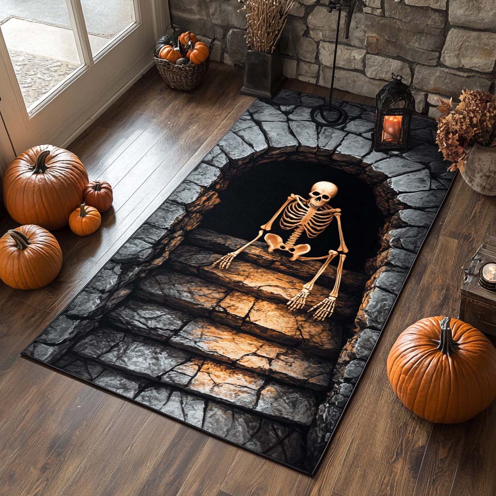 Spiral Tomb Area Rug Big Skeleton Decor Halloween Inspired Gifts