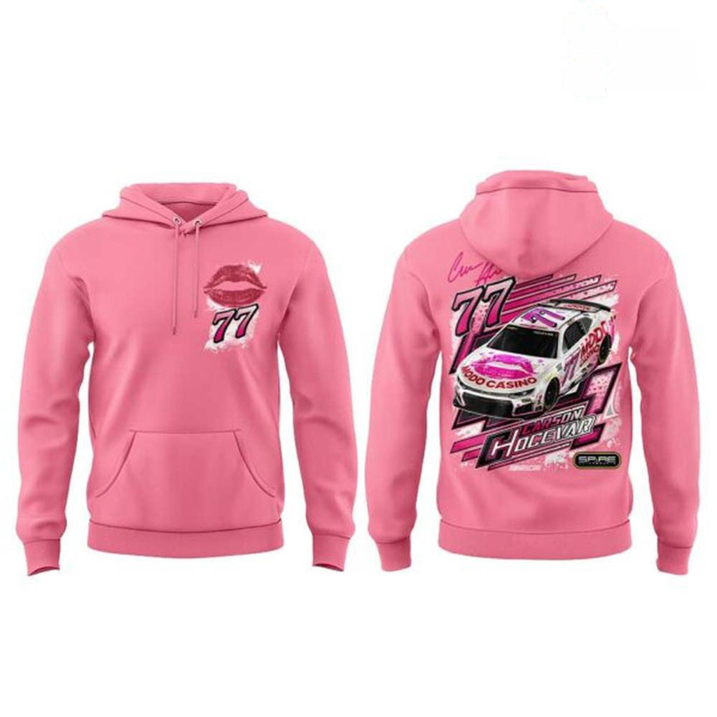 Spire Motorsports Carson Hocevar #77 Modo Casino Pink Hoodie Spire Motorsports Merch Fan Gift