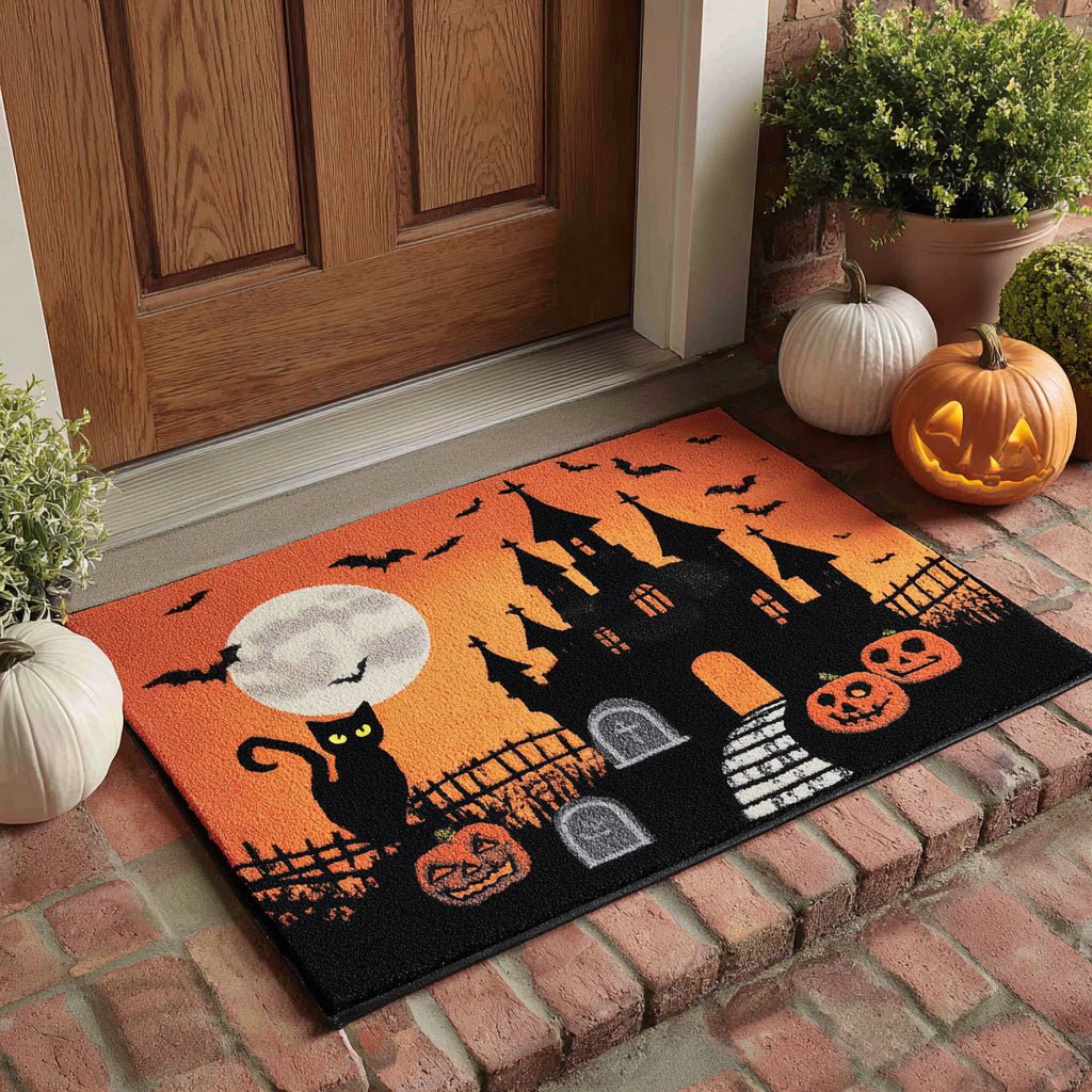 Spooky Castle Doormat Screaming Doormat Welcome Decor Halloween Gifts For Family