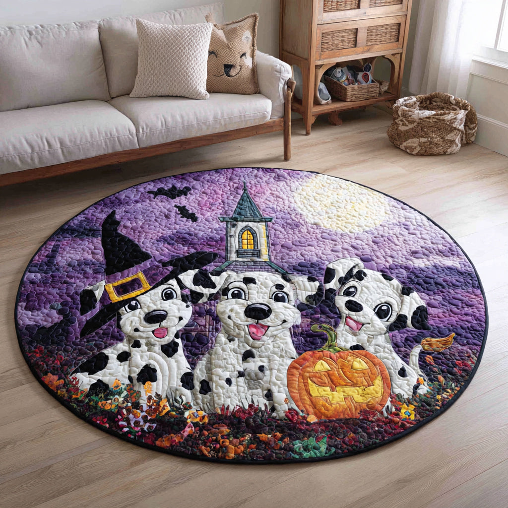 Spooky Dalmatian Quilted Round Mat Halloween Decorated Living Rooms Good New House Gifts