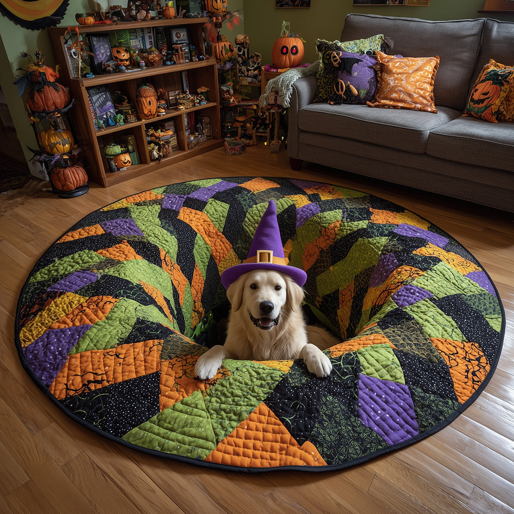 Spooky Golden Quilted Round Mat Spooky Home Decor House Warming Idea