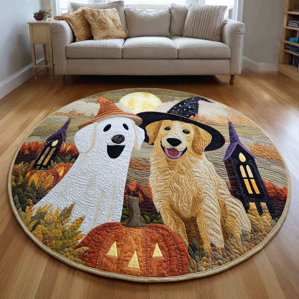 Spooky Golden Retriever Quilted Round Mat Halloween Home Decor Best Housewarming Presents Spooky Golden Retriever Quilted Round Mat Halloween Home Decor Best Housewarming Presents