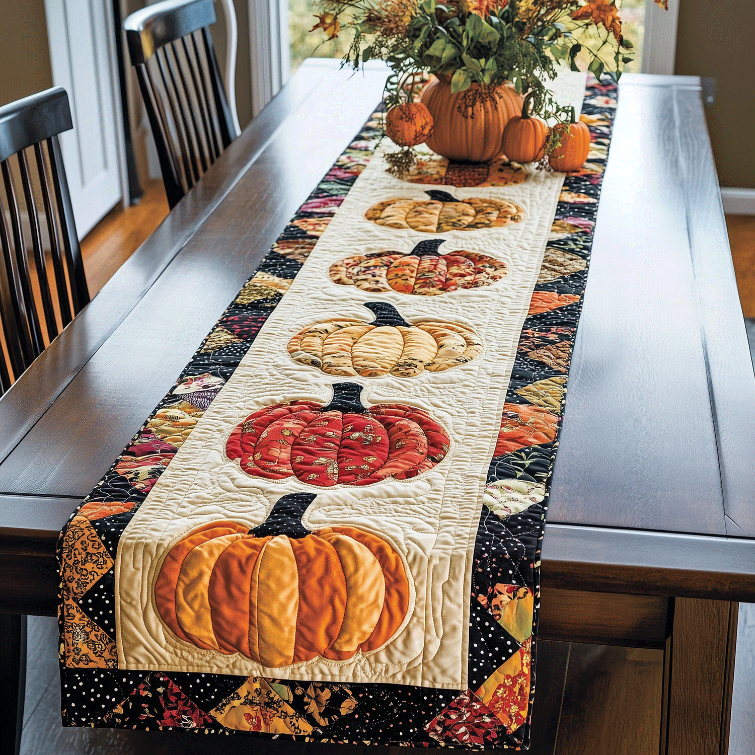 Spooky Pumpkin Quilted Table Runner Decorate Halloween Table Spooky Gifts