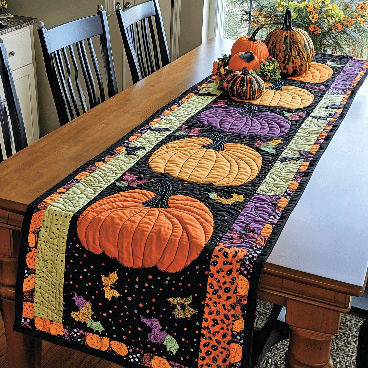 Spooky Pumpkin Quilted Table Runner Spooky Table Runner Gifts For Halloween Lovers