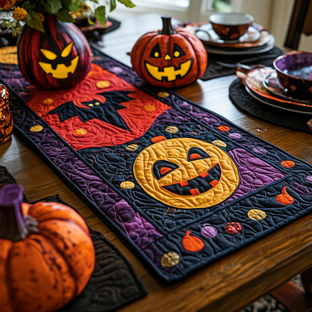Spooky Smile Quilted Table Runner Dining Room Table Decor Ideas Good Halloween Gifts