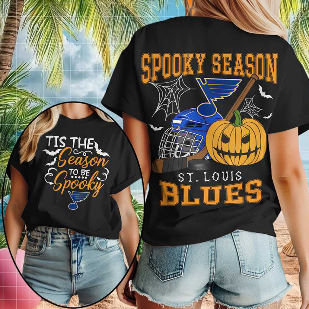 St Louis Blues Spooky Season Halloween Pumpkin Shirt Blues Merch Good Gifts For Hockey Fans St Louis Blues Spooky Season Halloween Pumpkin Shirt Blues Merch Good Gifts For Hockey Fans