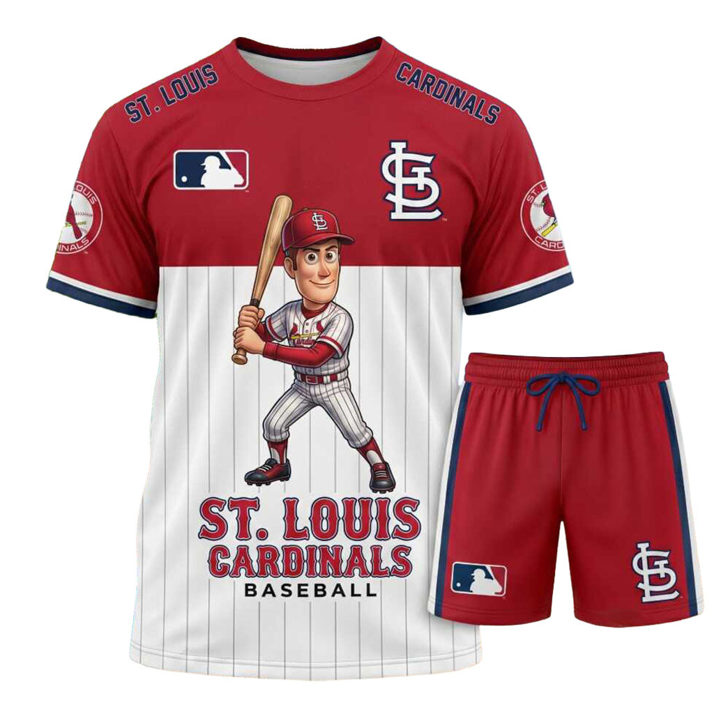 St Louis Cardinals Baseball Cartoon Player Shirt And Shorts St Louis Cardinals Merch Fan Gifts