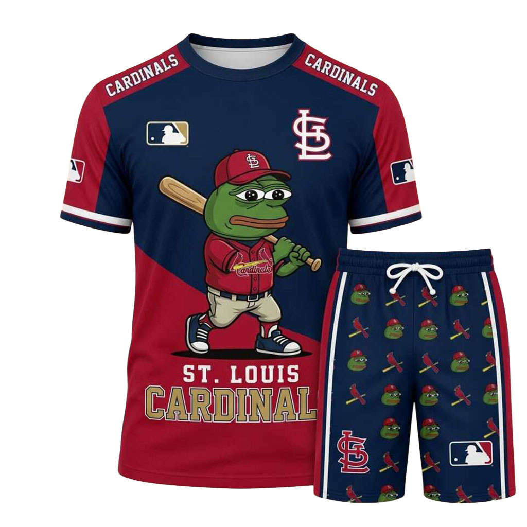 St Louis Cardinals Pepe Frog Shirt And Shorts Set Cardinals Merch Gift Ideas For Baseball Fans St Louis Cardinals Pepe Frog Shirt And Shorts Set Cardinals Merch Gift Ideas For Baseball Fans