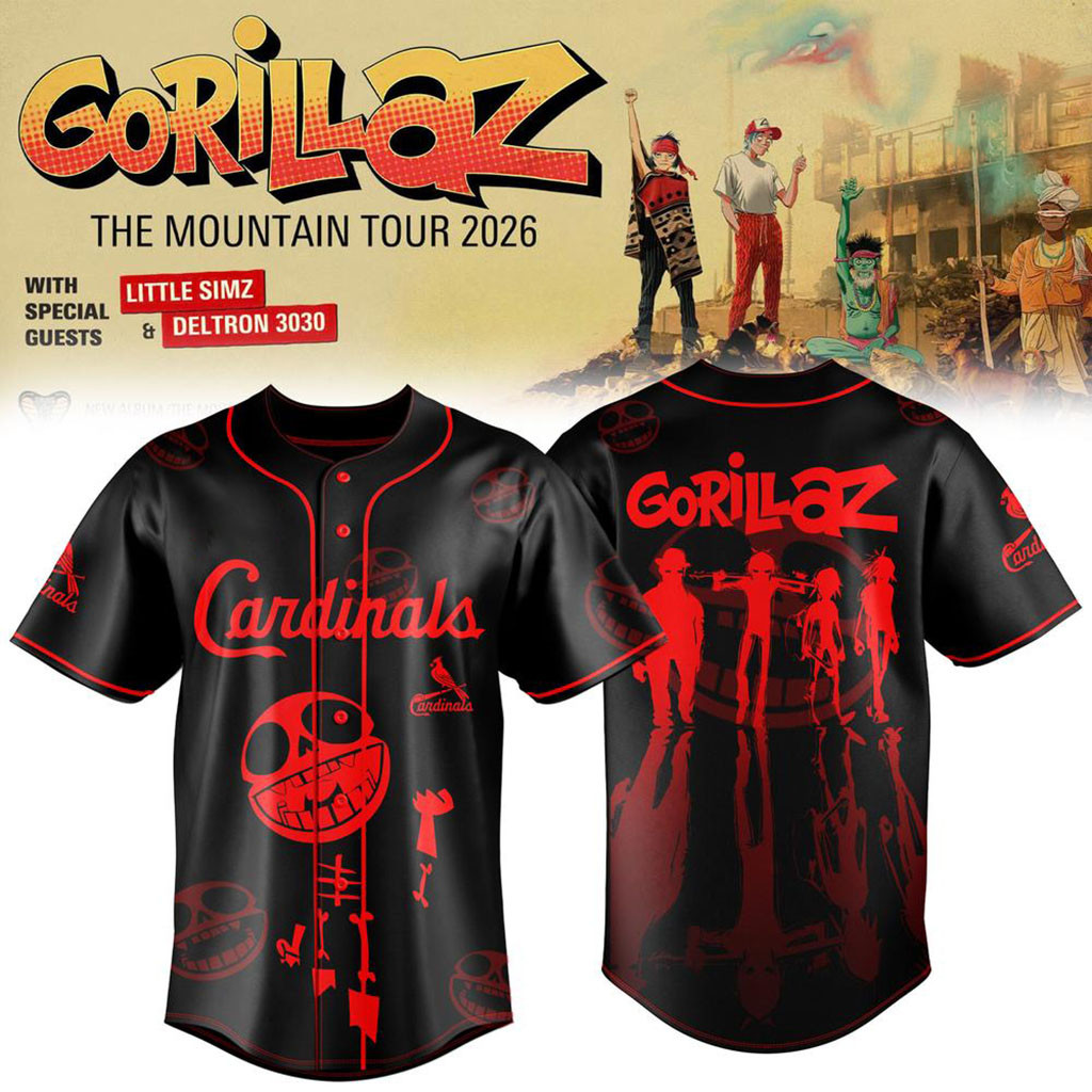 St Louis Cardinals x Gorillaz The Mountain Tour 2026 Baseball Jersey Cardinals Merch Fan Gifts