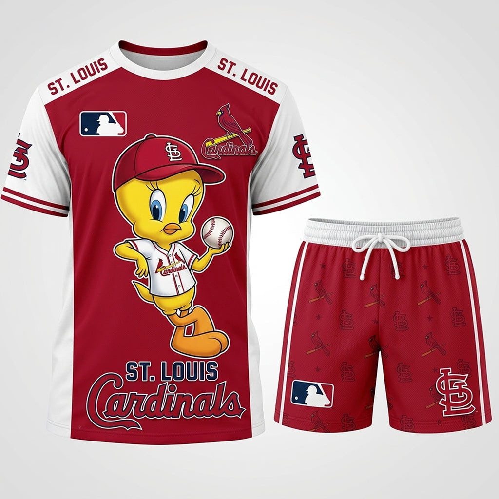 St Louis Cardinals X Tweety Looney Tunes Shirt And Shorts Set St Louis Cardinals Merch Fan Gift