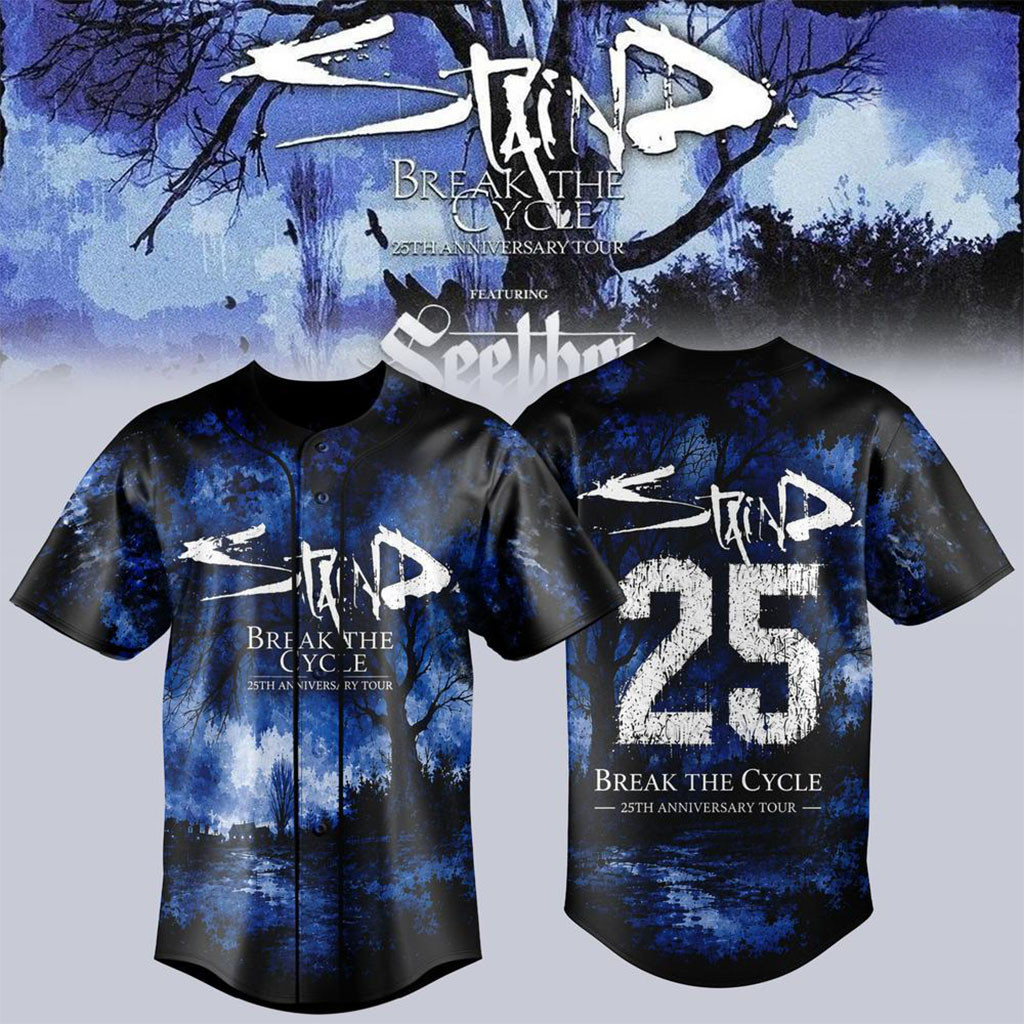 Staind Break The Cycle 25th Anniversary Tour 2026 Baseball Jersey Staind Rock Band Merch Staind Break The Cycle 25th Anniversary Tour 2026 Baseball Jersey Staind Rock Band Merch