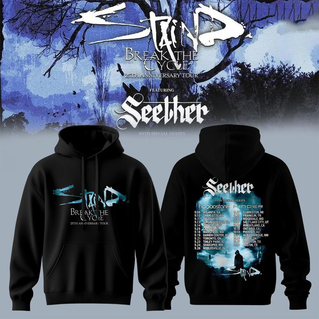 Staind Break The Cycle 25th Anniversary Tour 2026 Hoodie Staind Band Merch Rock Fan Gifts